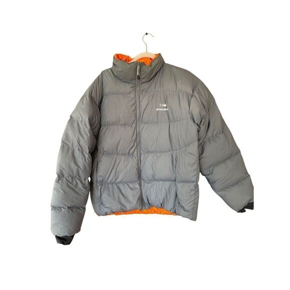 Eider Mens Orange Gray Full Zip Reversible Puffer Jacket Size Large - Picture 6 of 14